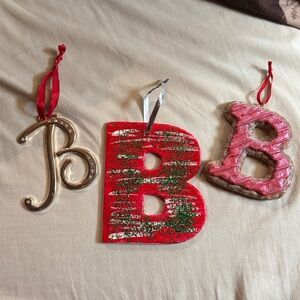 3 Red & Silver Swarovski crystal B Ornaments BEAUTIFUL NEW